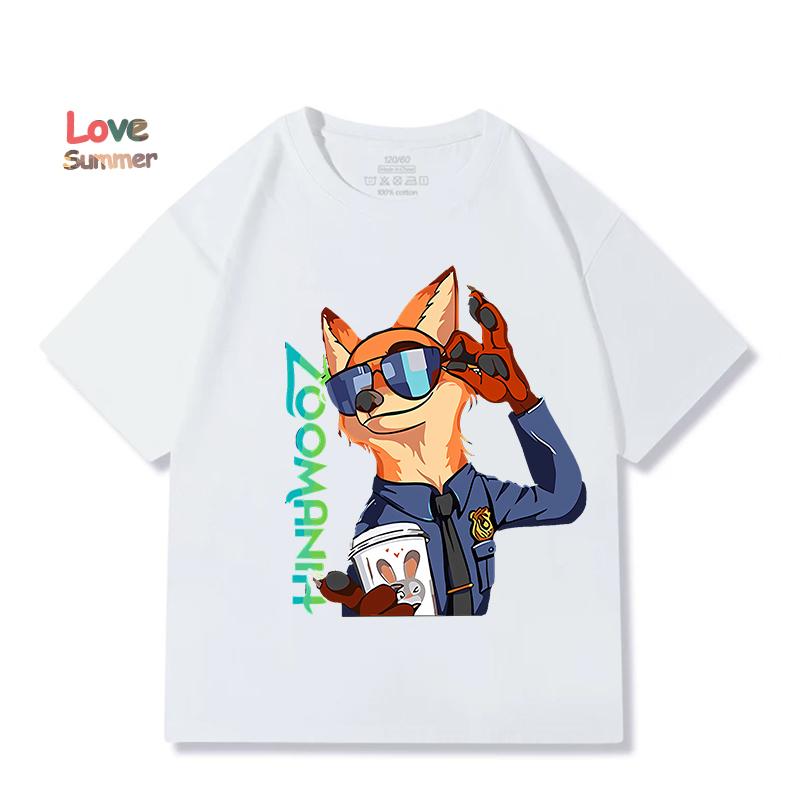 Zootopia 2 Kinder T-Shirts 4 bis 14 Jahre Kurzarm Judy Nick Jungen Mädchen 2026 Neu Sommer Judy Aufdruck Nick T-Shirt