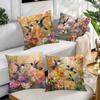 Birds And Butterflies Dancing Print Home Decor Pillowcase Bedroom Living Room Sofa Decor Polyester Cushion Cover With Zipper