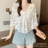Seaside Retro Vacation Style Sunscreen Knitted Cardigan Women's Summer Hollow Crochet Loose Casual Niche Chic Top