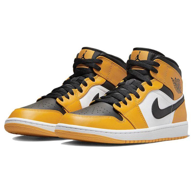 Air Jordan 1 Mid Reverse Yellow Toe Męskie Trampki Taxi Biały Czarny 554724-701