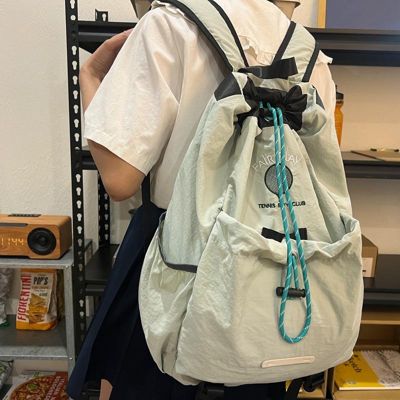 Harajuku Korean Version Drawstring Pocket Backpack Summer New Soft Girl Girlfriend Large-capacity Backpack
