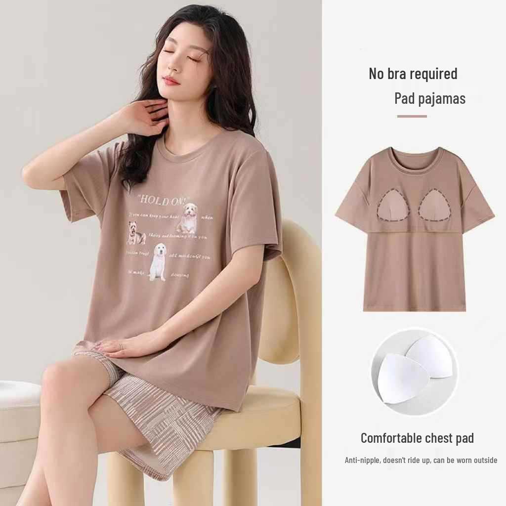 

«Летний пижамный комплект с героями мультфильмов для женщин»: Короткий рукав, с подкладкой, большой размер, можно носить на улице или дома, комплект из двух частей 2025 года. L (100-120 jin)