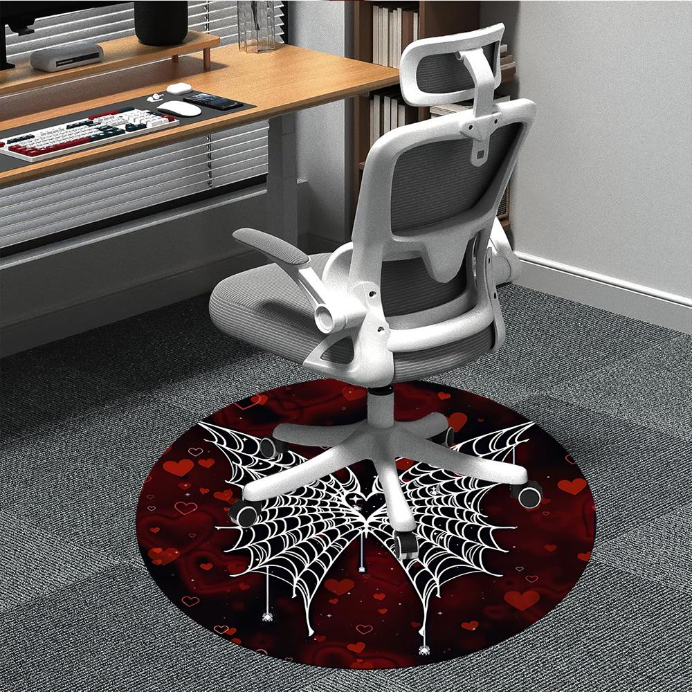 

1pc Spider Web Hearts Office Round Area Rug, Indoor Mat Suitable ForOffice, Under Office Chairs Bedroom Living Room Home Decor, Room Deco T205 80cm by 80cm