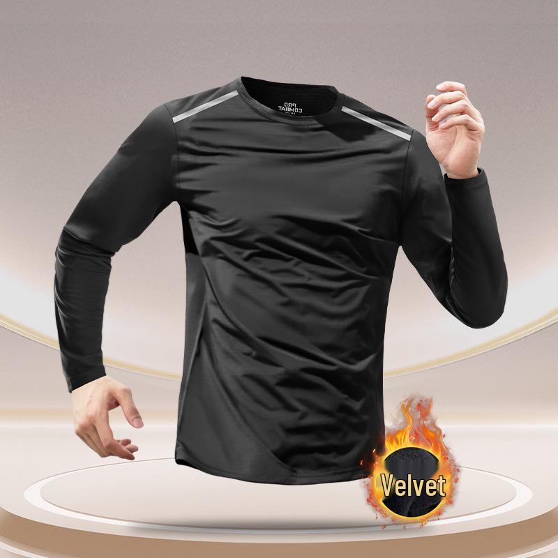 

Men s Quick-Dry Velvet-Lined Running Top: Warm, Long-Sleeve Base Layer for Autumn/Winter Training. XL [120-140 jin]