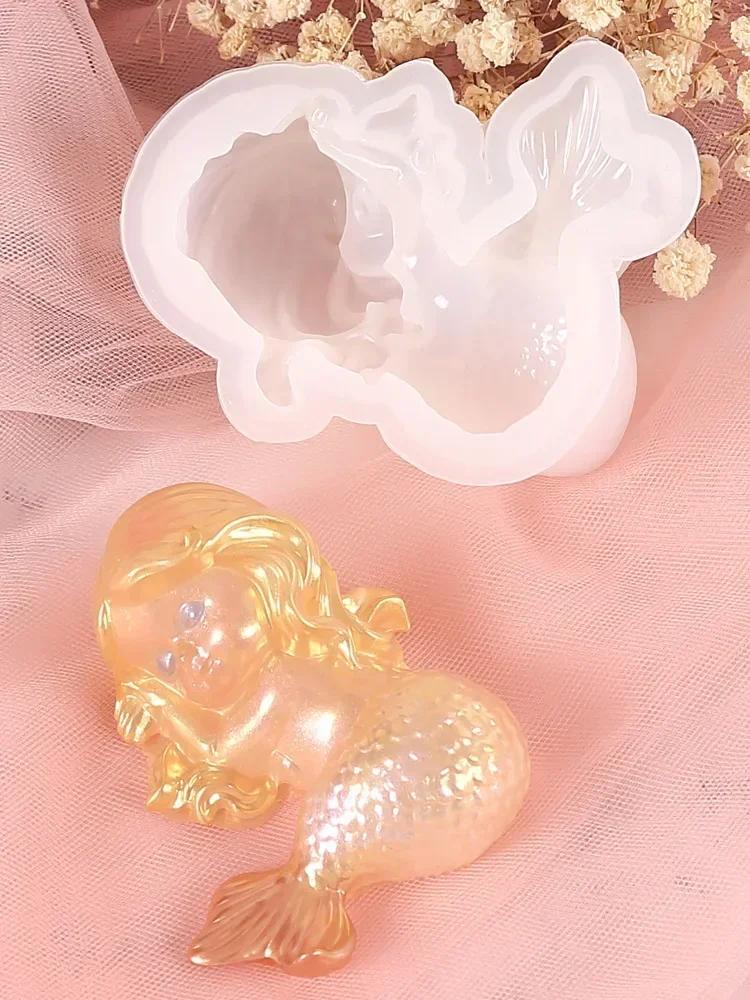 Forma silikonowa do mydła DIY Anioł/Syrena 3D Portret Gips Świeca Żywica epoksydowa Narzędzie do tworzenia Ręcznie robiona Czekolada Kostka lodu Zestaw do pieczenia