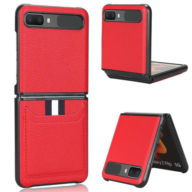 

Матовый чехол с слотом для карт Samsung Z Flip4, чехол для Samsung Galaxy Z Flip 4 Flip4 Flip3 Flip 3, противоударный кожаный чехол for Samsung Z Flip красный