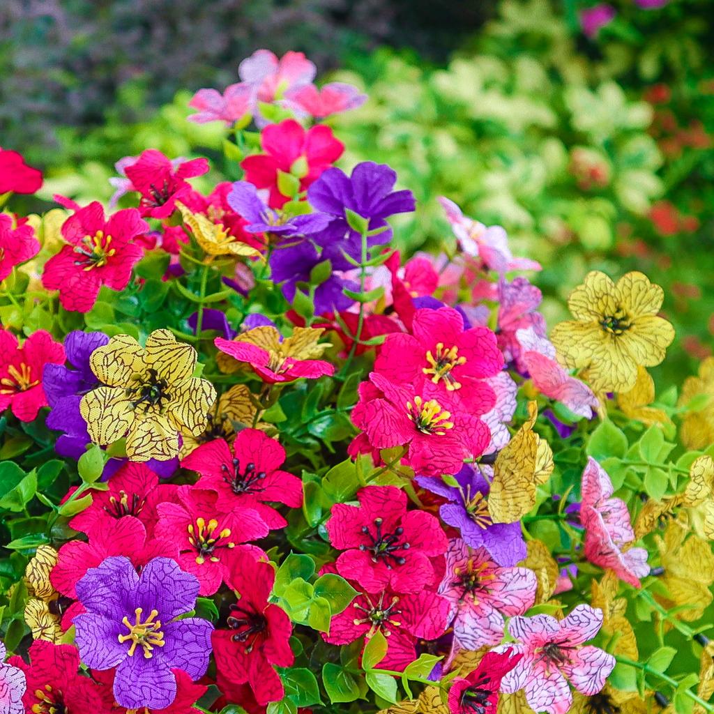 24 Bundles Artificial Flowers - Colorful Mix Daisy For Outdoor Decoration, Porch, Patio, Home, Window Box, Yard, Garden Planter