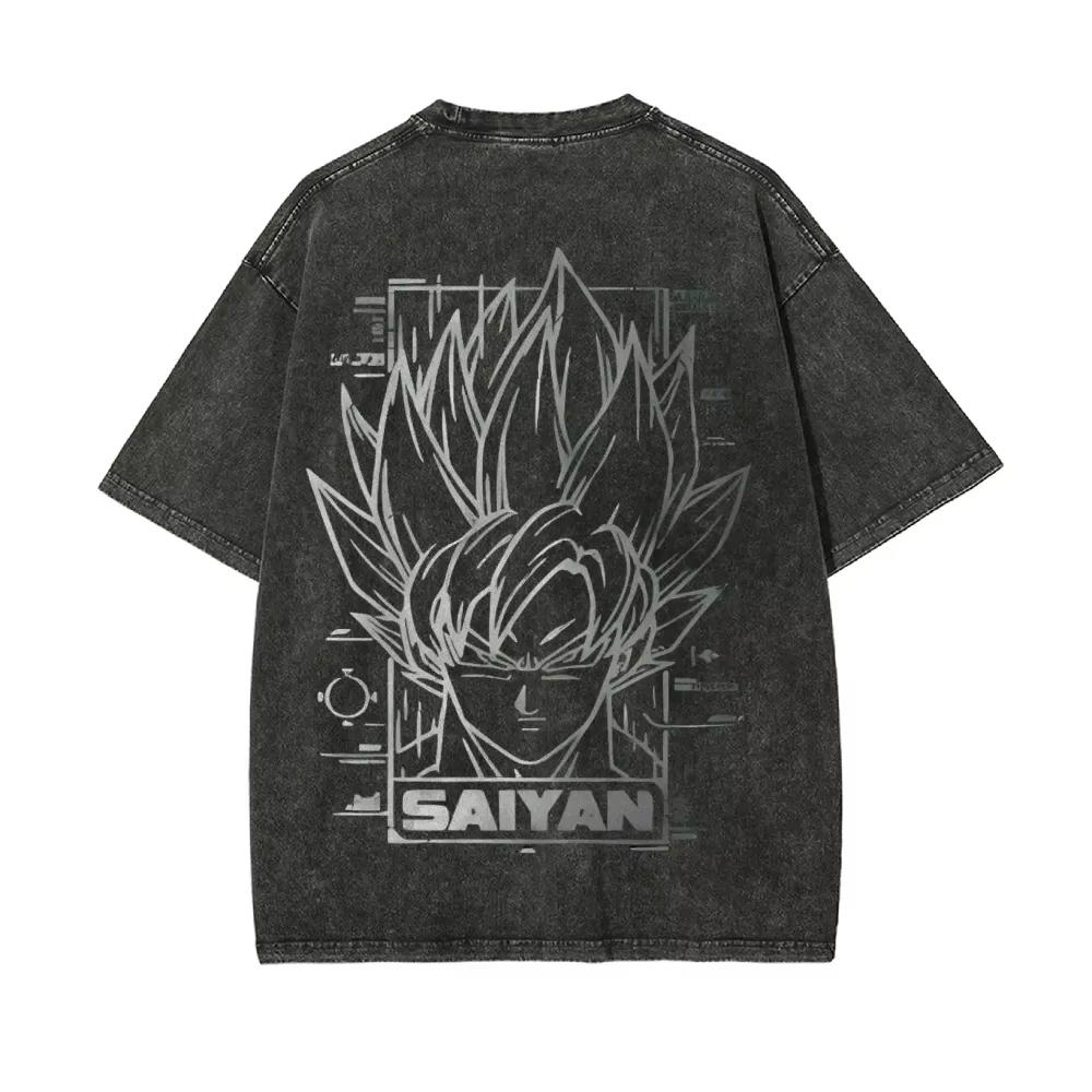 Super Saiyan Goku Dragon Ball Z Printed Tshirt Mens and Womens Washed Tshirt High Quality Vintage Cotton Tshirt Tops