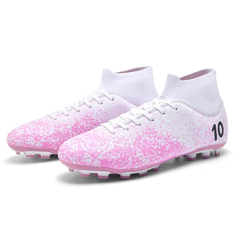 

33-47 Мужские футбольные бутсы большого размера с длинным гвоздем, противоскользящие и износостойкие, из искусственного кортотипа TPR, детские футбольные бутсы для улицы 47 красный/розовый