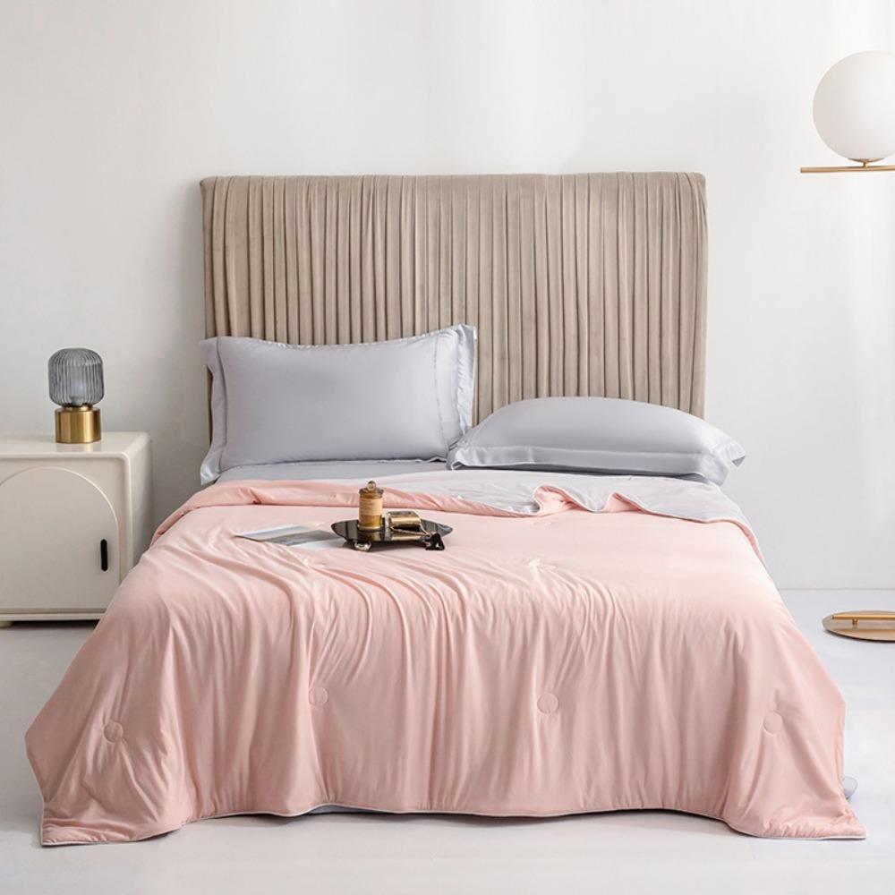 Double Side Air Condition Comforter Cooling Fabric Summer Thin Quilt Dormitory 59.06x78.74 in розовый
