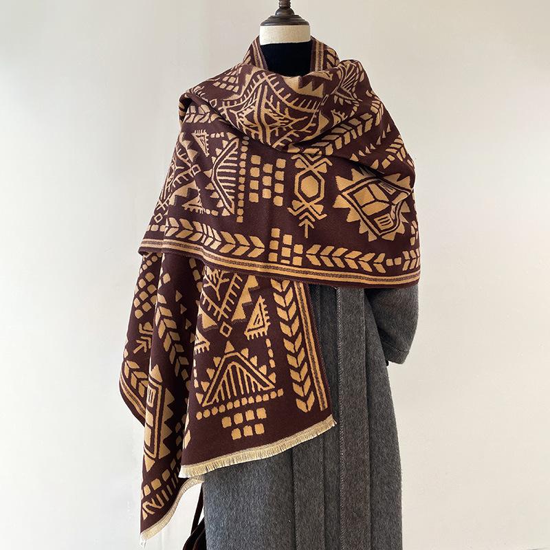 Geometric Abstract Graphic High-End Art Ladies Thermal Scarf Niche Personality Air Conditioning Shawl
