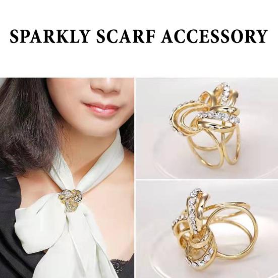 Rhinestone Scarf Ring 3-Ring Scarf Clip Ring Sparkly Elegant Scarf Holder Ring for Women Shawls Neckerchiefs Silk Scarves