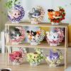 Cute Pets With Flowers Micro Building Blocks Cartoon Figures Animals Cats Panda Sanrio Disney Ornament Christmas Gifts
