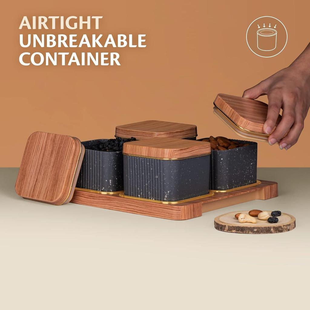 Tablett, Trockenobst-Box-Set mit Serviertablett zum Servieren von Süßigkeiten, Chips, Keksen und anderen Snacks (4 Stück, Weiß, Polypropylen) (grau)