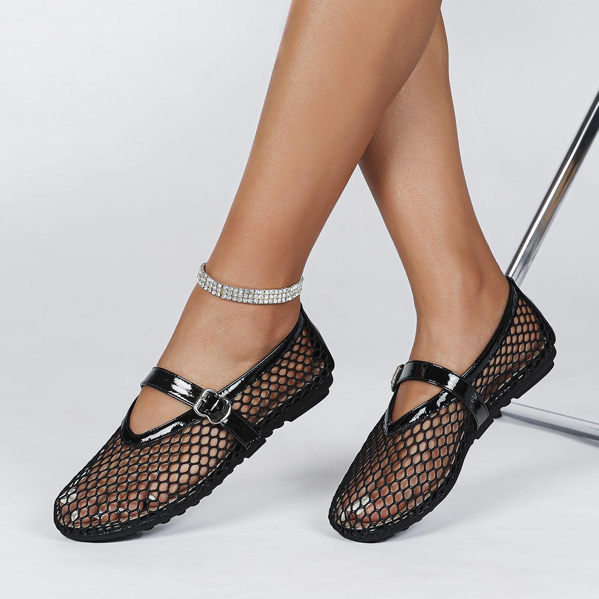 

Flat Bottom Round Head Mary Jane Shoes, Large Size Women s Shoes - 35 чёрный