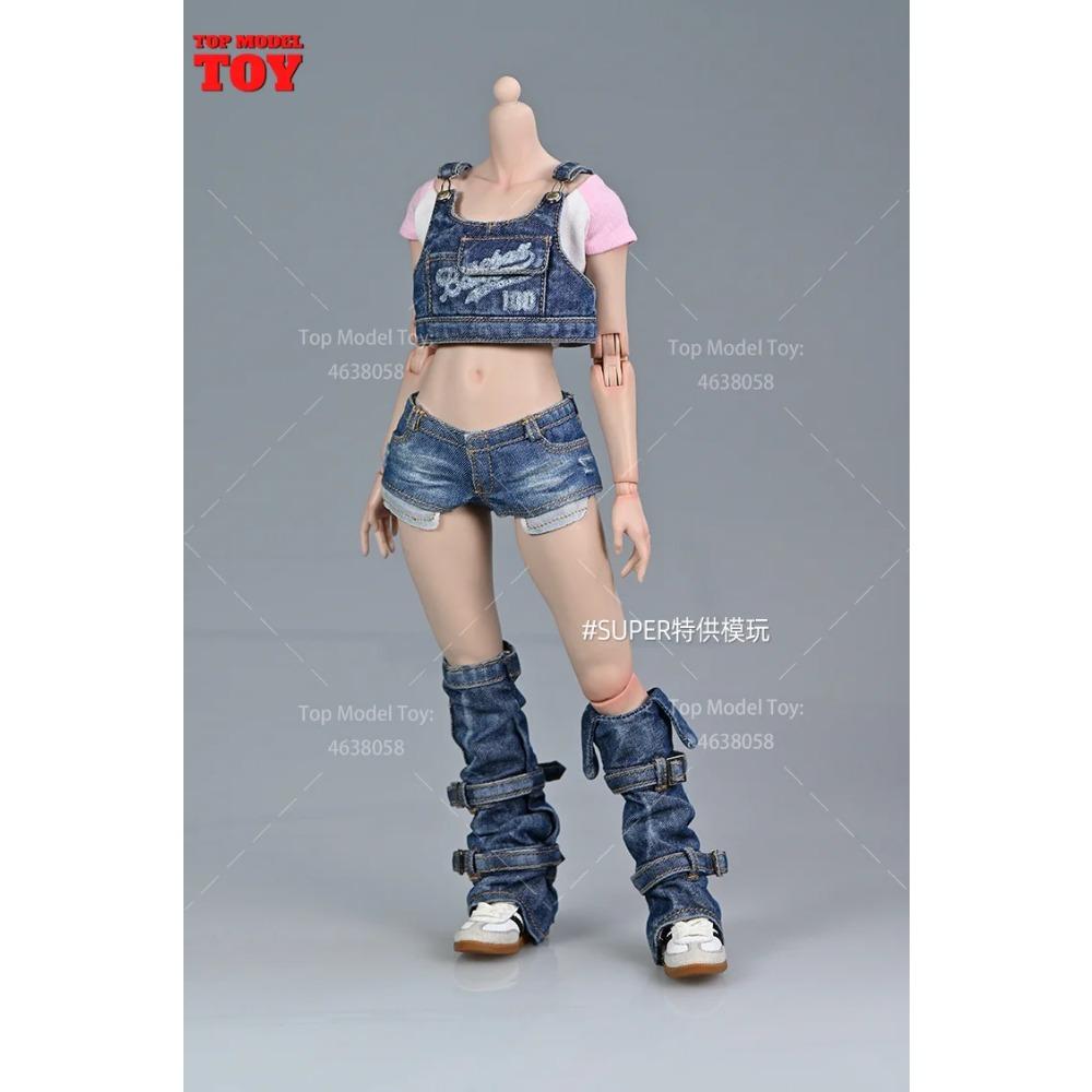 1/6 Roztrhané tričko Džínové šortky Kalhoty Vesta Kryt nohou Oblečení Modelová postava 12'' TBL JO Worldbox Akční figurka ženského vojáka Tělo
