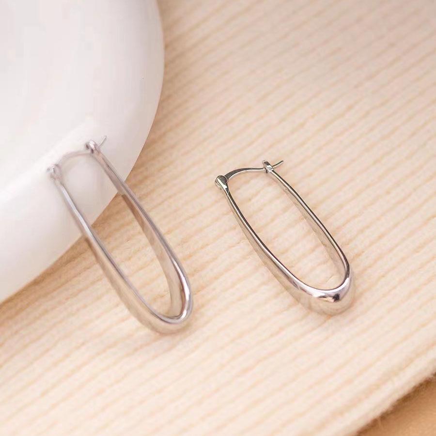 Copper-Plated 18K Gold U-Shaped Teardrop Hoops - Elegant Metal Style Earrings for Women