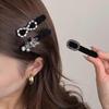 Elegant Black Rhinestone Duckbill Clip for Women's Forehead Bangs – High-End Hair Accessory