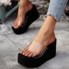Summer Clear Straps Wedge Heel Sandals for Women 2025 New Arrival Oversized Thick Sole Flat Sandals