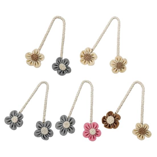 Cotton And Linen Curtain Tiebacks, Decorative Curtain Holdbacks Rope, Flower Curtain Tie Backs, Boho Drapes Holdbacks for Home Office Hotel Decor