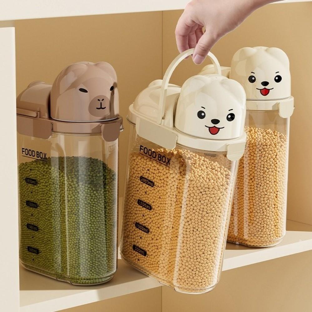 Large Capacity Dog Food Storage Box Transparent Leak Proof Food Storage Container with Scale Moisture-proof Grain Storage Boxes
