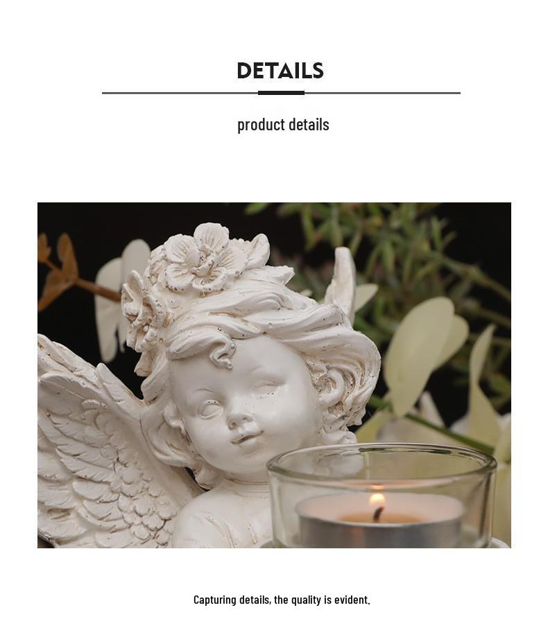 European-Style Angel with Candlestick: Pure White Ornamental Decor for Romantic Atmosphere In Living Room or Party