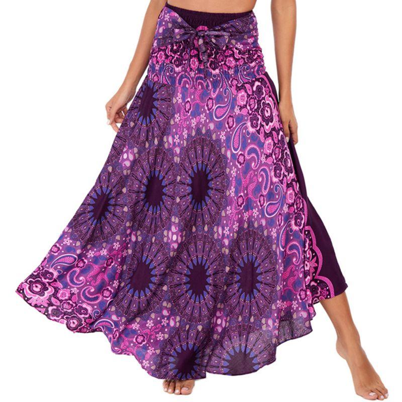 

Printed Strap High Waist Large Swing Skirt Printed Lace up High Waist Swing Dress S01106 Mandala Rose Red All yards