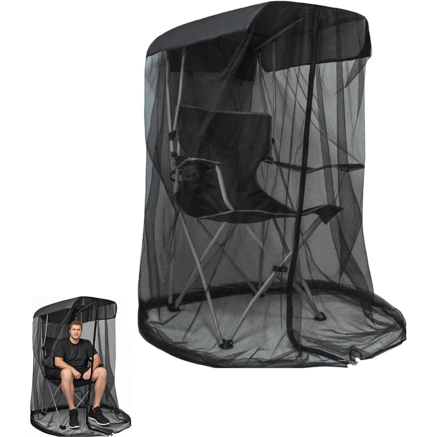

Bug Beater Chair with Net, Mosquito Net Canopy for Camping Chair,Zippered Mesh Cover for Fishing,Backyard,Patio and Outdoor Seating,Seat Not Included чёрный