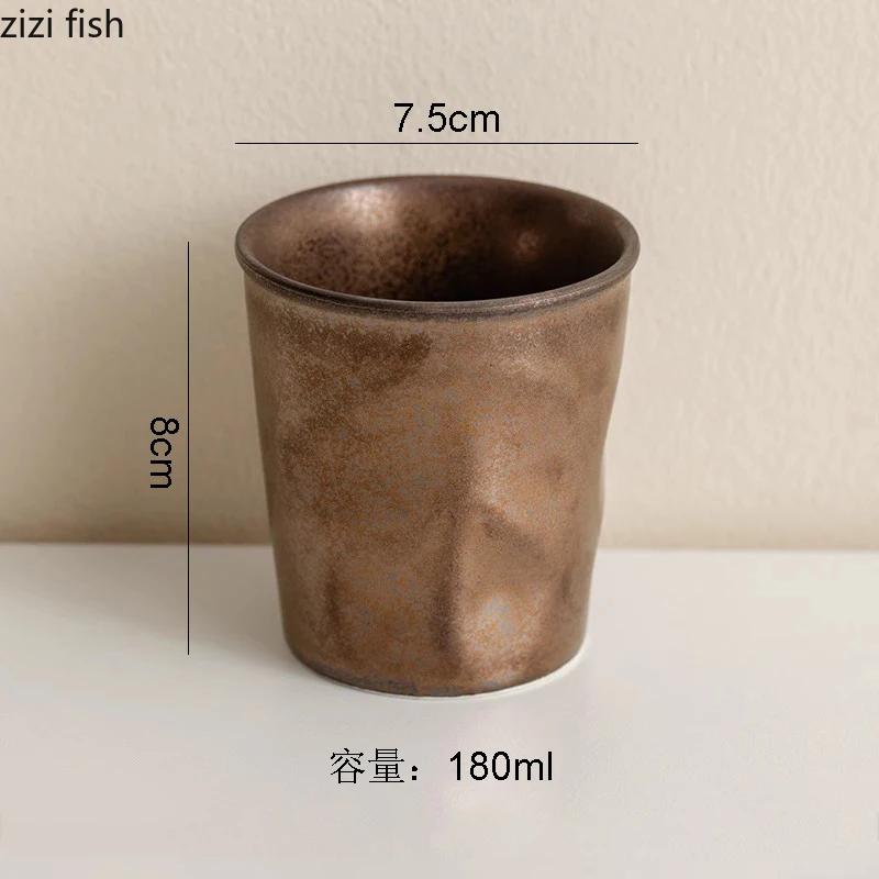 Vintage Rusty Glazed Ceramic Cup Creative Pinch By Hand No Handle Coffee Cup Milk Cups Beverage Cups Water Cups Home Tea Cup