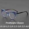 Vintage Oversize Reading Glasses Women Color Blocking Frame Cat Eye Presbyopia Eyeglasses Computer Blue Light Protection Eyewear
