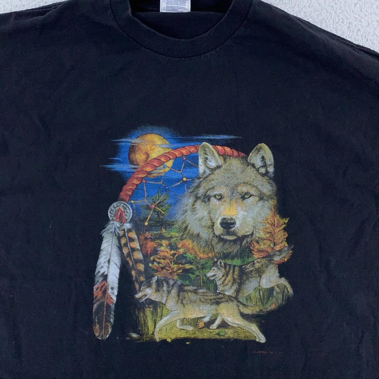Vintage Wolf Native American Nature Shirt Mens XL/2XL Dreamcatcher 2000s Tee S