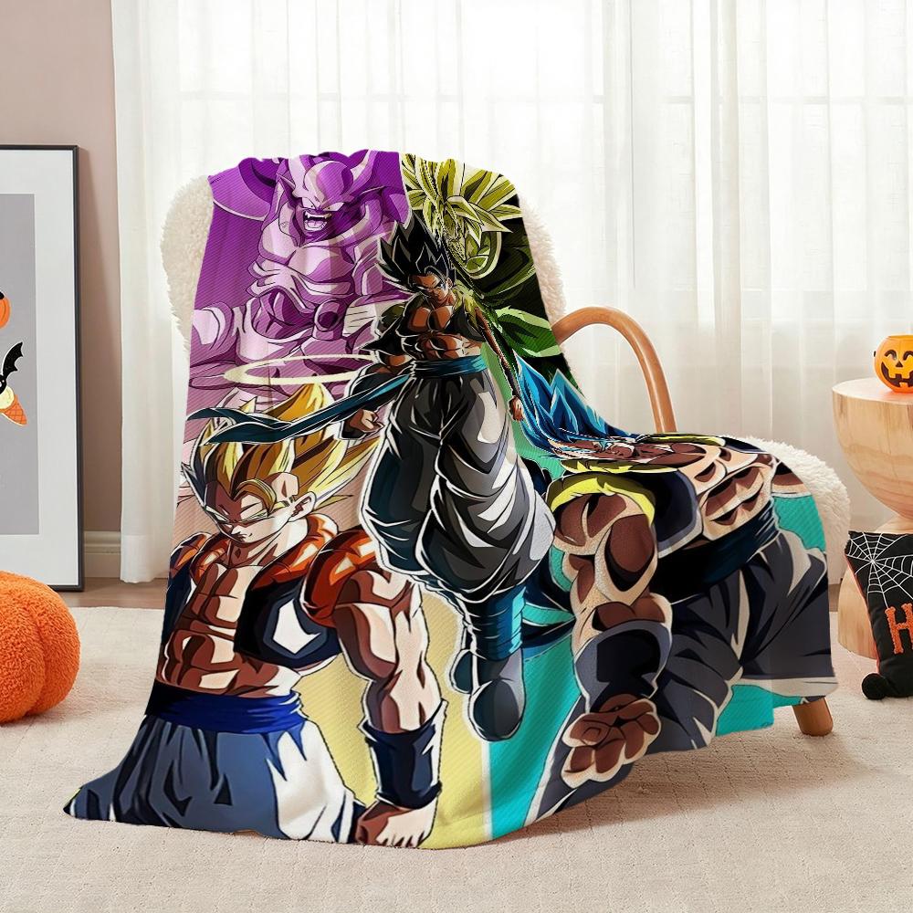 Goku'S Evolution Theme Anime Flannel Blanket Thick Warm Fleece Blanket For Bedroom Sofa Nap Home Party Decor New Year Gift