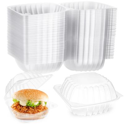 50 Pezzi 6X6 Pollici Vassoi da Asporto a Conchiglia Contenitori da Asporto Contenitori per Alimenti in Plastica con Cerniera Scatola da Asporto Monouso Trasparente Ca