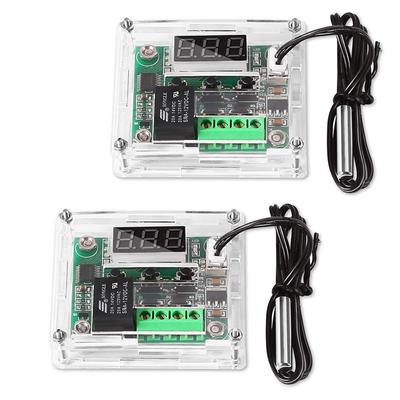 2 szt. Moduł regulatora temperatury z obudową, XH W1209 Moduł cyfrowego termostatu z wyświetlaczem LED z wodoodporną sondą NTC -50~110℃