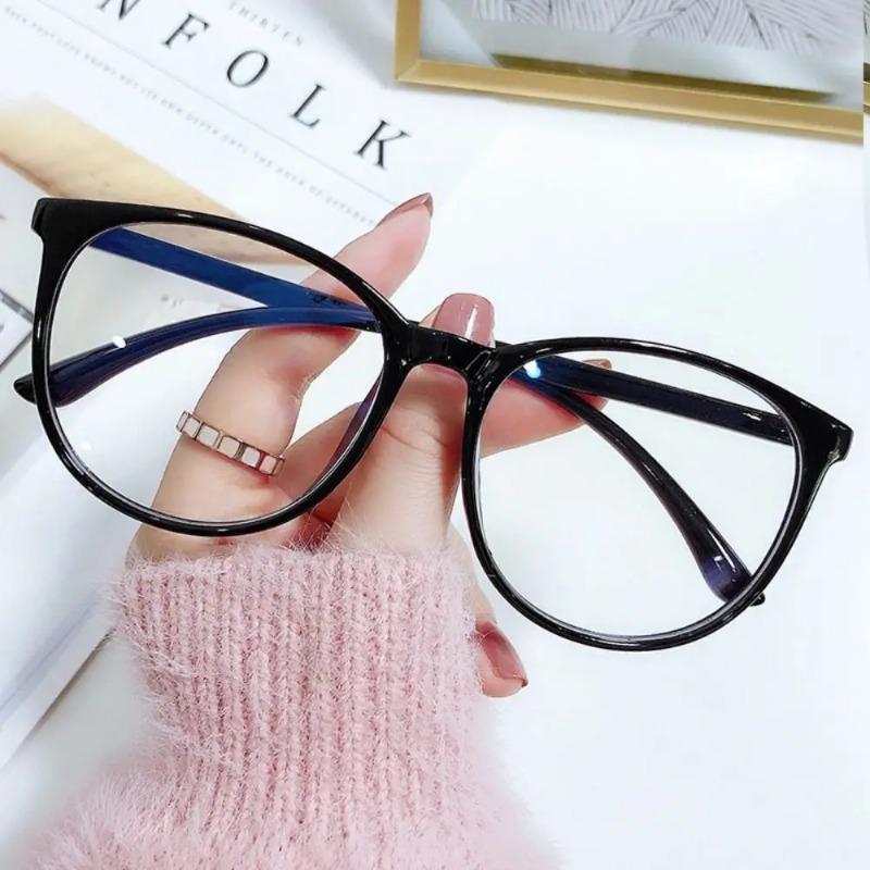 Trendy Plane Mirror Anti Blue Light Glasses New Transparent Round Eyewear Without Degree Optical Spectacle Eyeglass Women Men