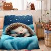An Ultra-Soft Printed Blanket Featuring a Sleeping Hedgehog Design, a Lightweight And Comfortable Shawl Blanket, Suitable for Al