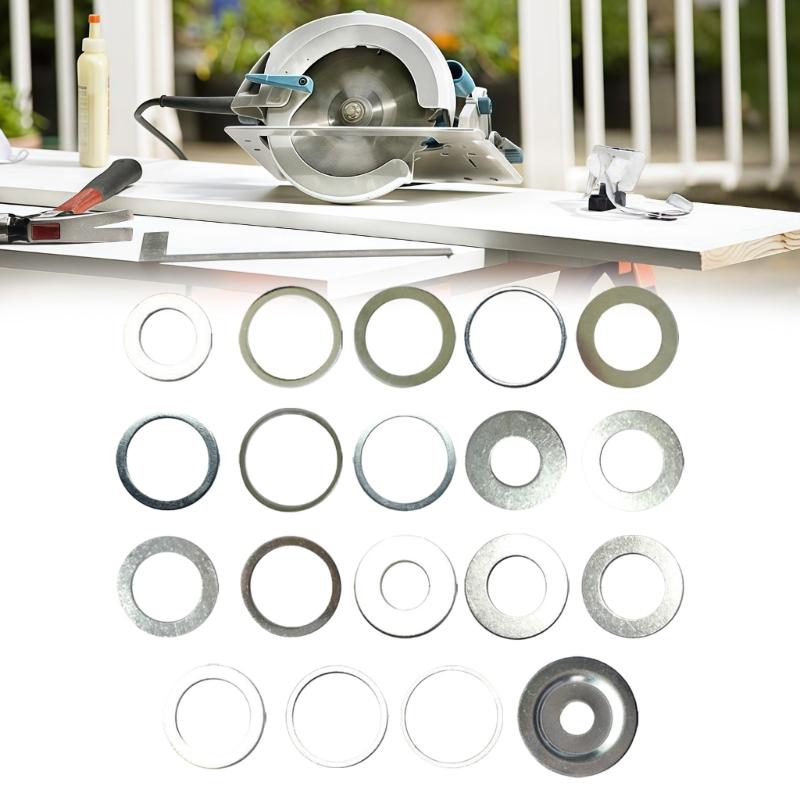 Stainless Steel Sawer Blade Bushing Arbor Spacer Adapter Set 19Pcs Reducer Rings For Different Arbor Hole Size