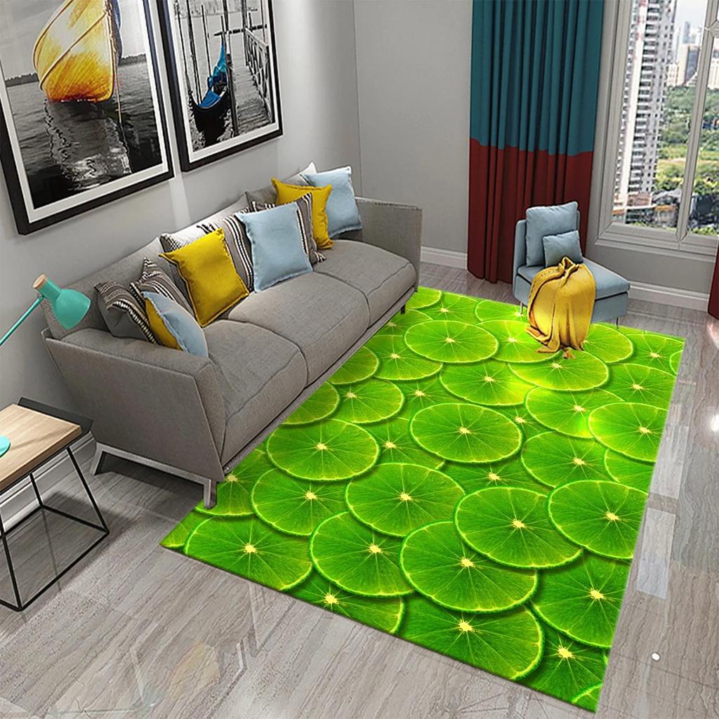 Yellow And Green Lemon Carpet Fresh Fruit Pattern Doormat Bathroom Kitchen Non-Slip Carpet Bedroom Living Room Decor