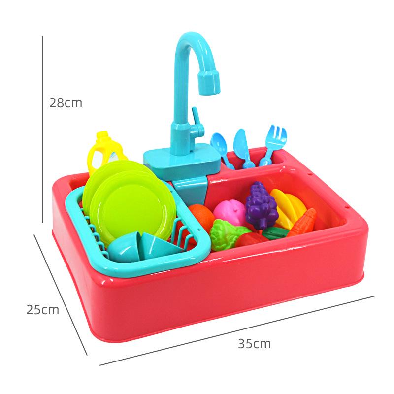 Kids' Automatic Dishwashing Sink Toy with Circulating Water for Play Kitchen