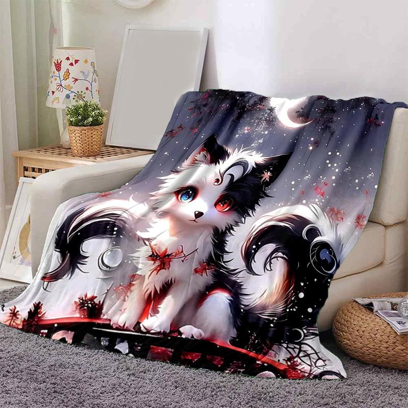 1pc Handsome Black and White Cat Blanket