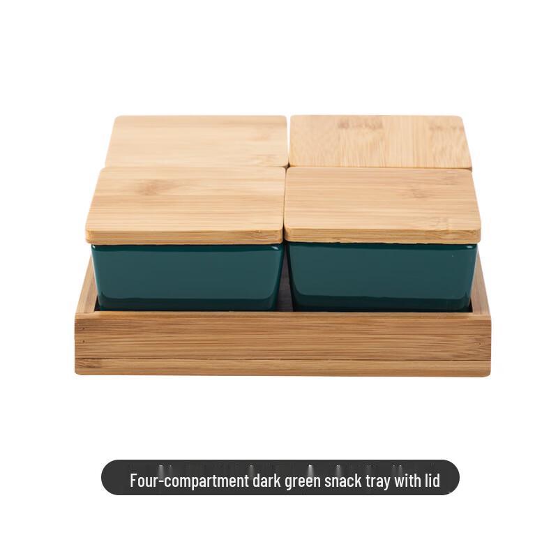 Qianxing Ceramic Snack Platter Set with Bamboo Tray