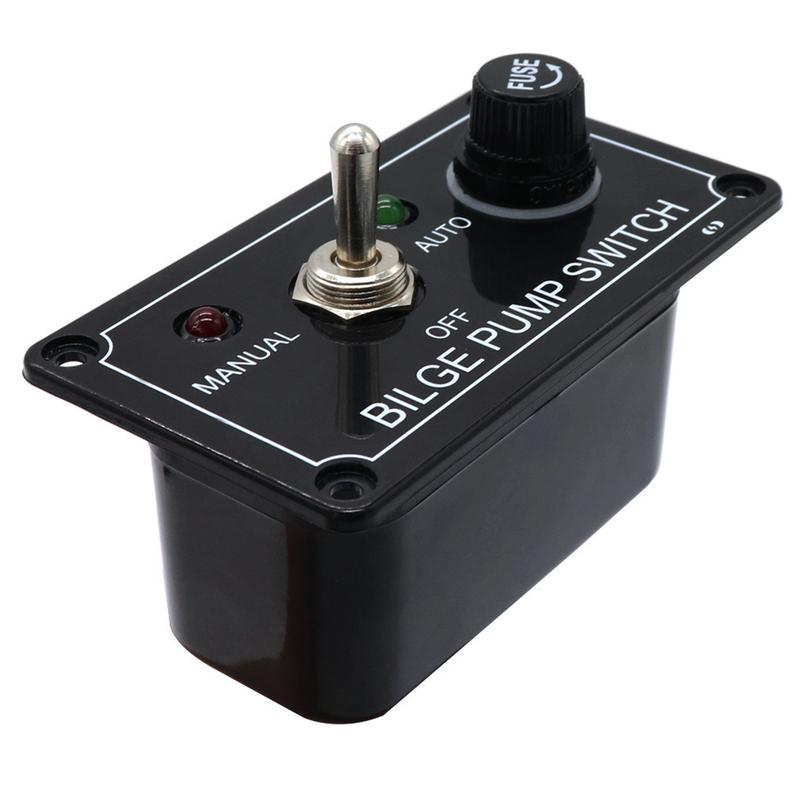 12V Bilge Pump Control Switch Panel 3 Way Manual/Off/Auto with LED Indicator 5A Fuse for Yacht Camper Truck Marine Boat