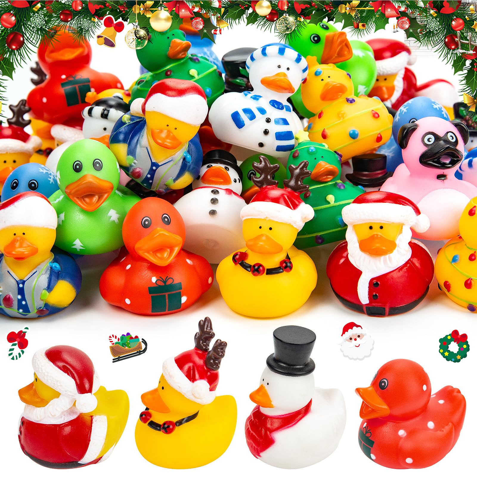 

6/12/24 Christmas Rubber Ducks,Accessories Jeep Duckies Toys For Kids Christmas Party Favors,Gift Exchange,Christmas Stocking (As shown-31569)-