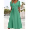 QICED Abiti casual con scollo a V a maniche corte stampa tinta unita primavera estate moda donna
