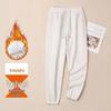 Women's Cream Fleece Sweatpants, Casual Loose Fit, Thickened for Autumn/Winter, Elastic and Warm Joggers, 420g.
