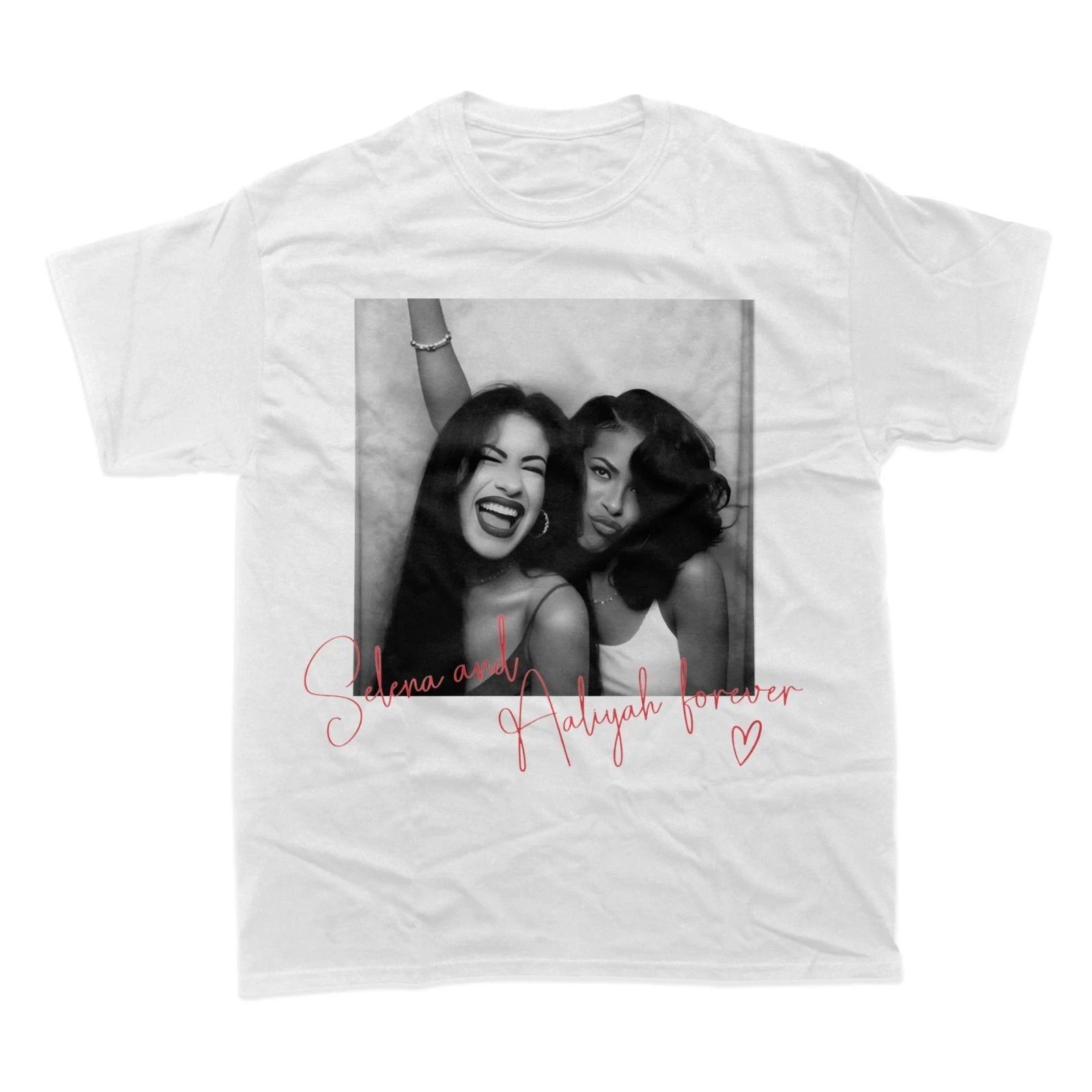 Selena and Aaliyah Forever Polaroid 100% Cotton T-shirt Mens Tees Top L