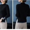 Fall/Winter Women's Semi-Turtleneck Sweater Thickened Loose Pullover Knitwear Split Stretch Knit Jumper