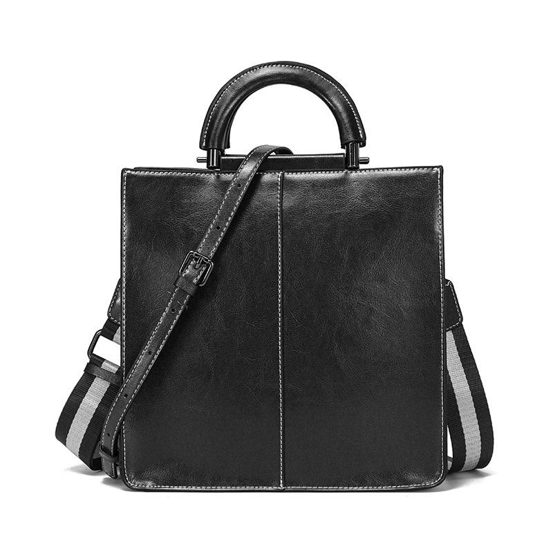 Oil Wax Cowhide Big Bag Women's High-end Commuter Handbag New Retro Large-capacity Shoulder Bag Bag