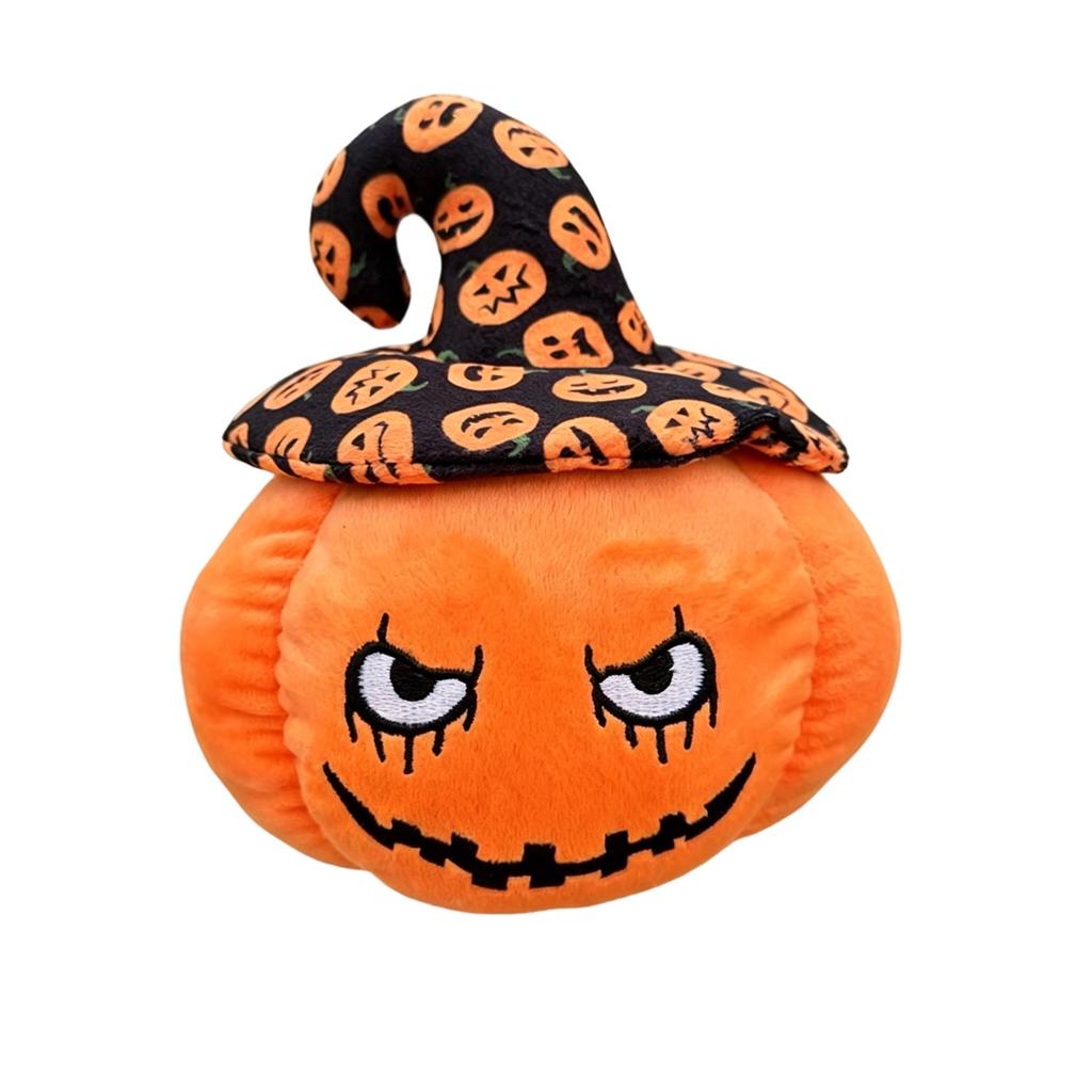 Halloween Plush Pumpkin Toy with Witch Hat Soft Stuffed Pumpkin Doll Halloween Decor Plush Toy for Kids and Adults Halloween Party Decoration
