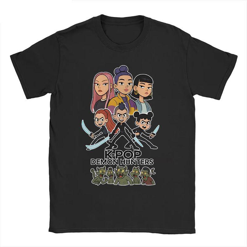 Mens Tshirt New American Harajuku Style Kpop Demon Hunter Tiger and Bird Demon Hunter Tiger Print Tshirt streetwear Unisex